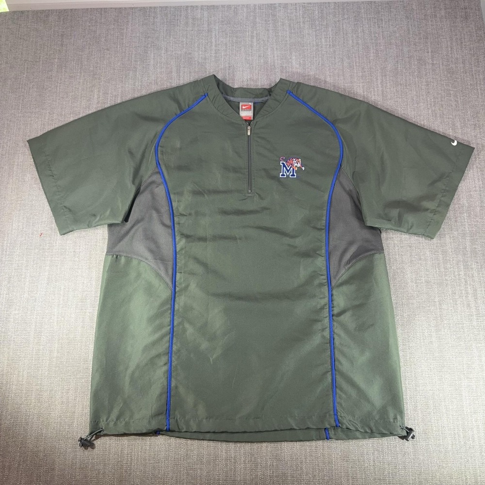 Memphis Tigers Jacket Mens Large Green Short Sleeve NCAA Basketball Nike